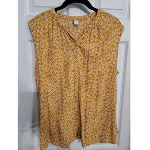 Floral button up sleeveless top - TALL